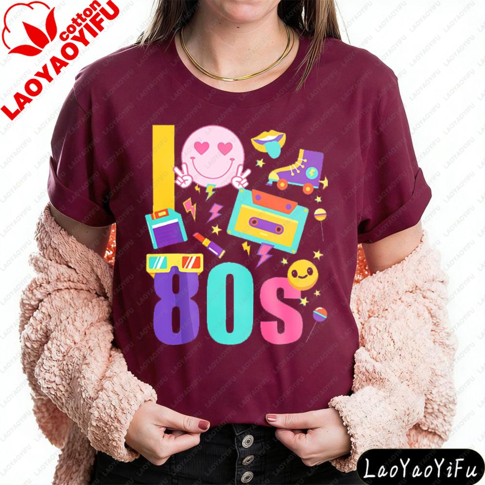 80s Theme Graphic Printed Tshirt Retro Style Unisexs TShirt Colorful Pop Culture Streetwear Daily Life Casual Cotton Tee Tops