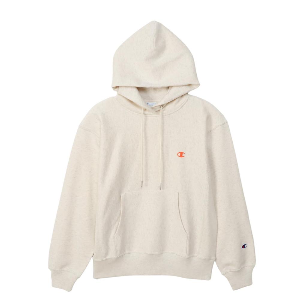 Parka Long Sleeve Cotton 10oz One Point Logo Reverse Hooded Sweatshirt Casual Oatmeal [Champion] 100% Weave(R) Women's CW-Z102