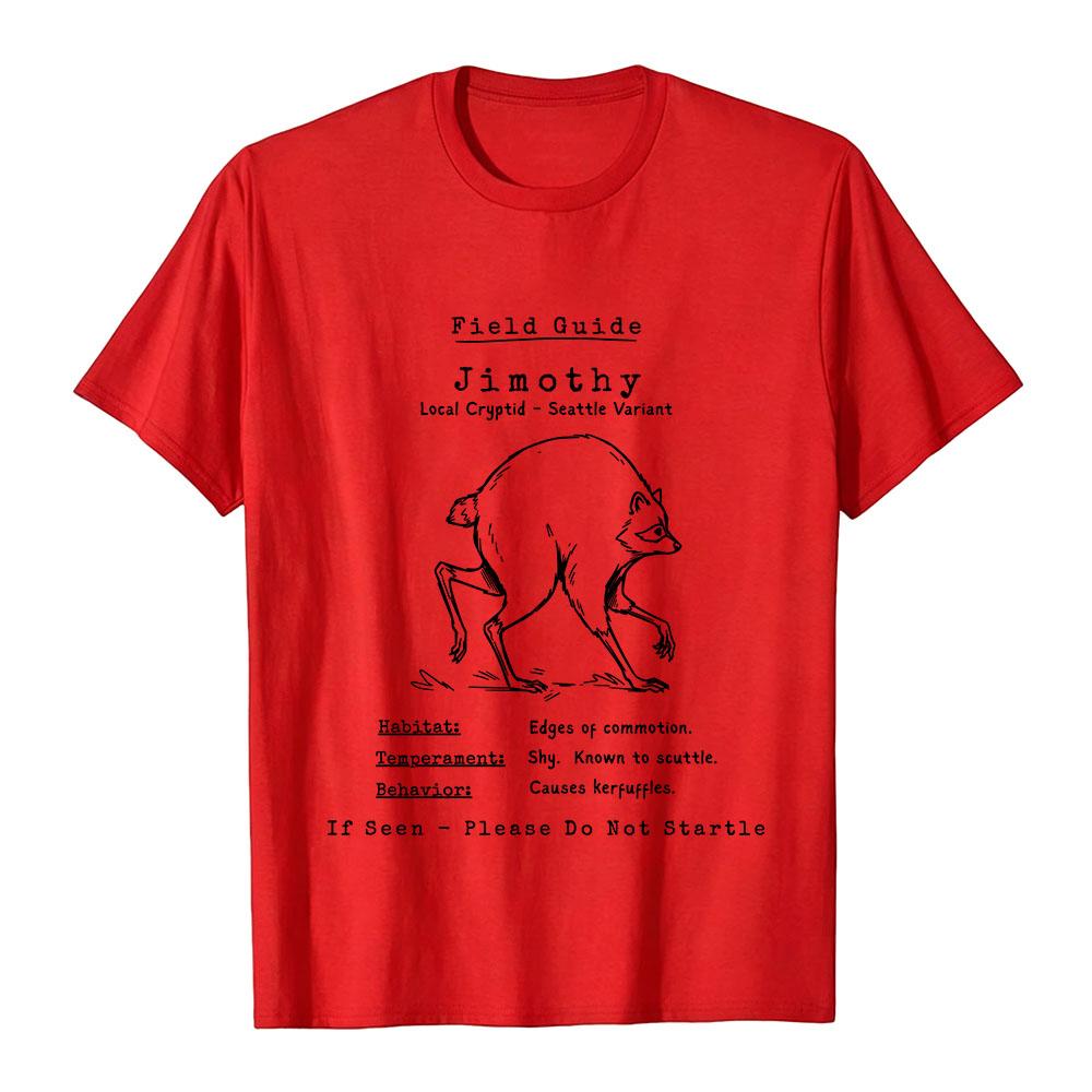 Jimothy Cryptid Raccoon Field Guide Shirt Vintage Seattle Funny Animal Meme Graphic Tee Streetwear Unisex Cotton Soft Male Tops