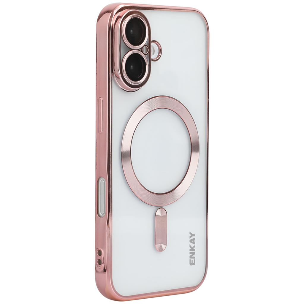 ENKAY HAT PRINCE For iPhone 16 Magnetic Clear Case Shockproof TPU Phone Cover with Lens Film