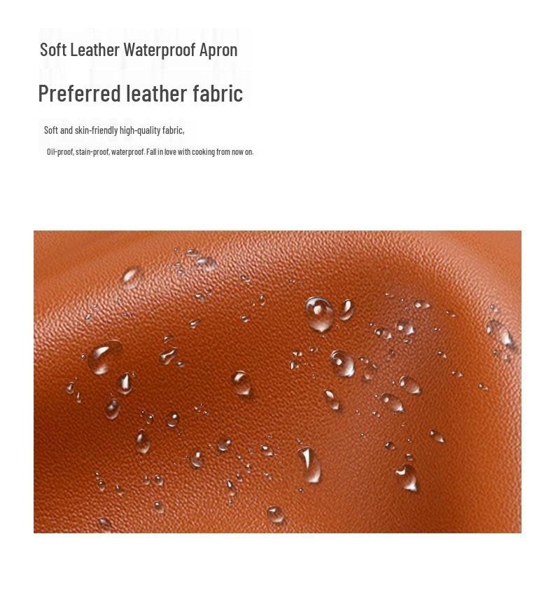 In-Stock Waterproof PU Leather Women's Catering Apron - Oil-Proof Kitchen Smock