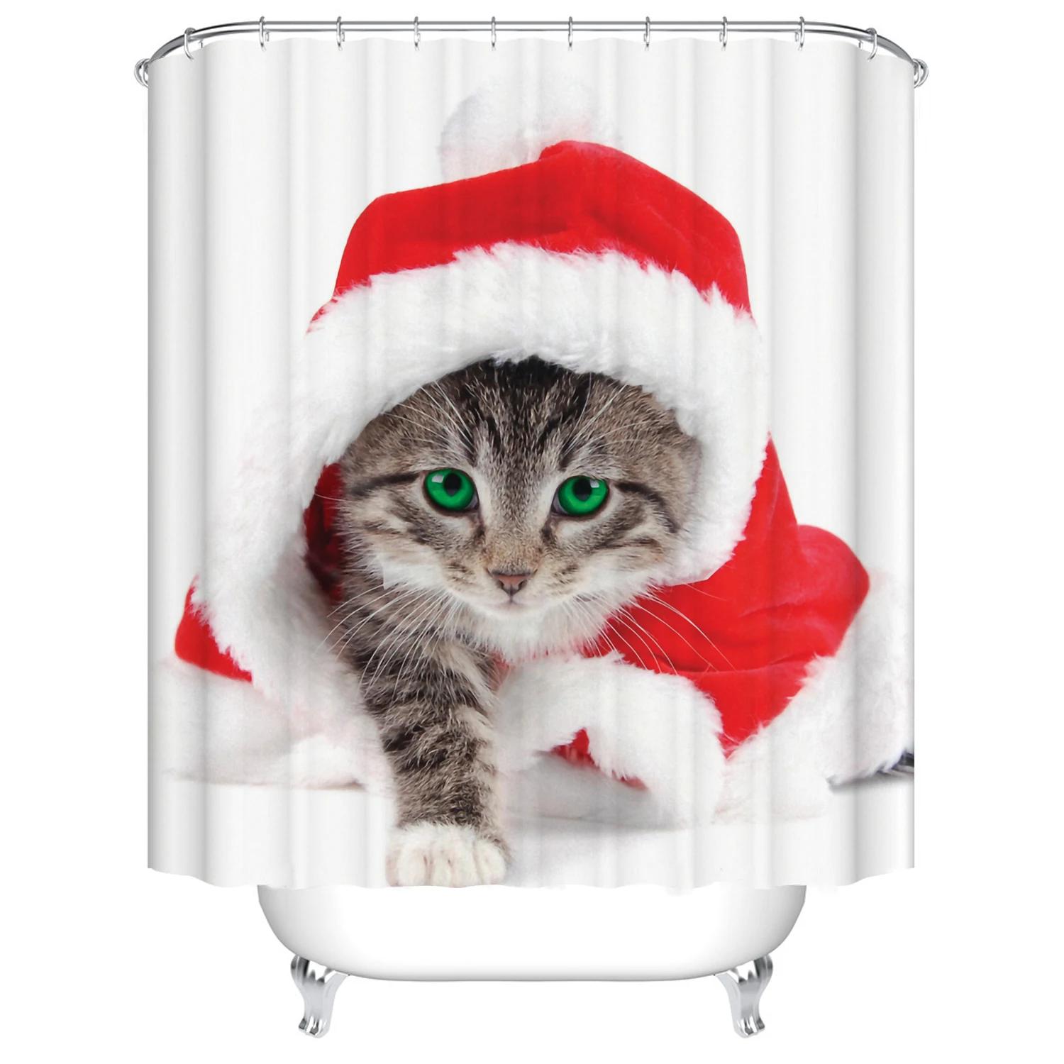 

Merry Christmas Shower Curtains Bathroom Curtain Snowman Snowflake Fabric Shower Curtain Waterproof Polyester With Hooks W60H190(CM)-1 Pcs
