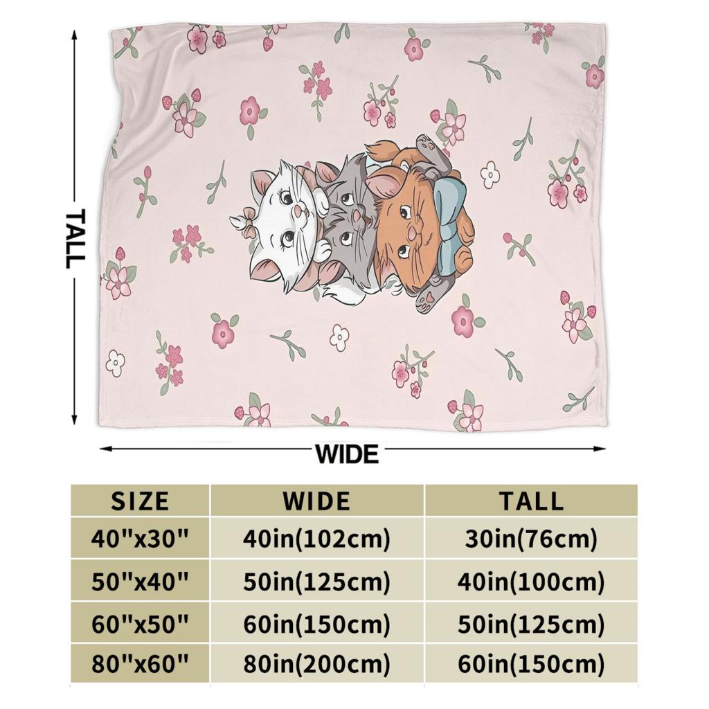 Marie Cat Aristocats Blanket Fleece Summer Air Conditioning Portable Lightweight Throw Blanket for Bed Travel Bedspread