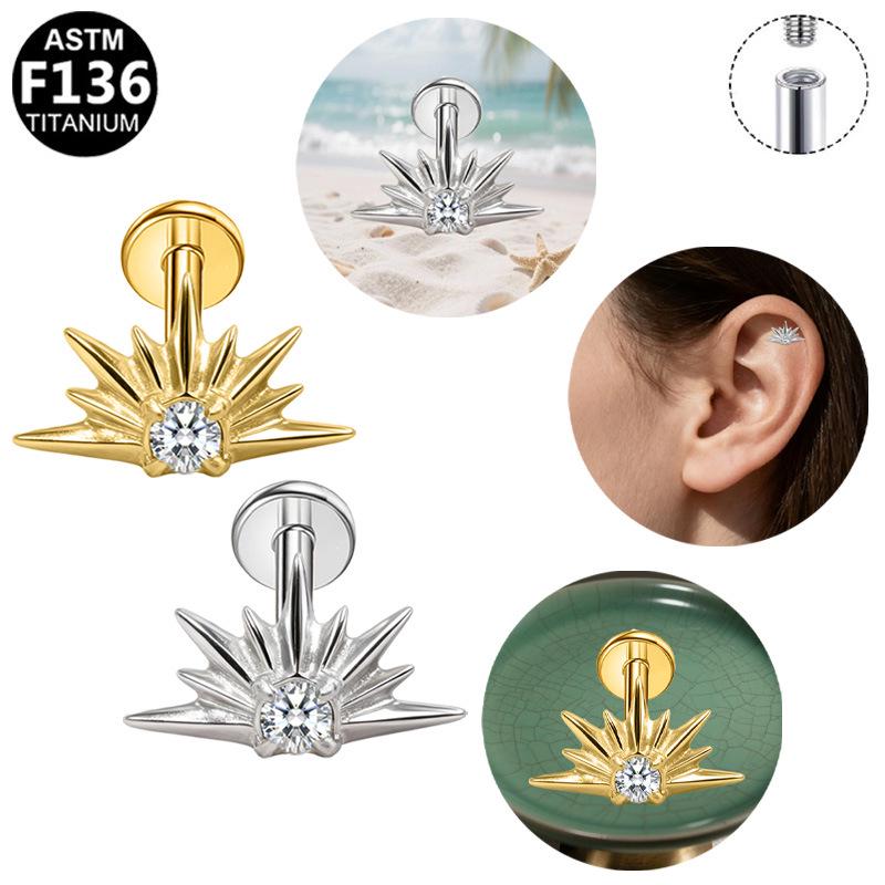 G23 Titanium Star Wing Ear Stud - Designer Style, Fashionable and Simple Piercing Jewelry