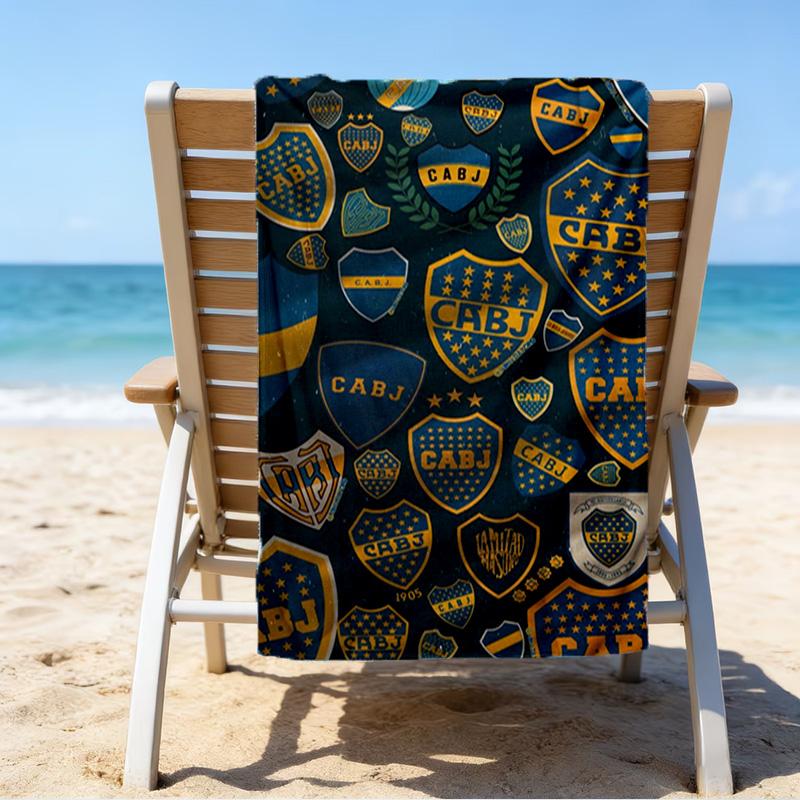 Boca Football Club Bedrucktes Strandtuch, Superweiche Mikrofaser, Perfektes Geschenk Geburtstag, für Pool, Strand, Reisen, für Familie und Freunde