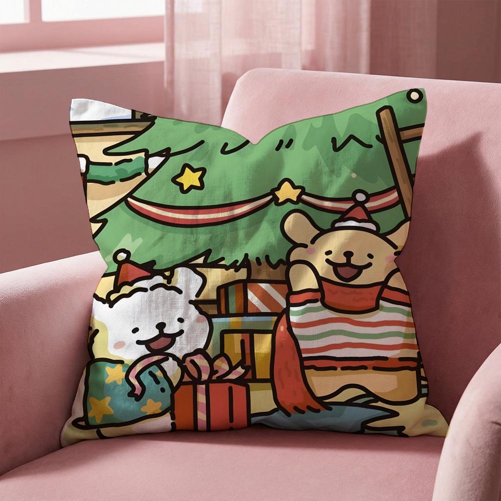 L-Line Puppy CARTOON Cushion Cover Multi-Scene Pillow Cover for Home & Car - Reversible, Soft & Durable for Daily Use