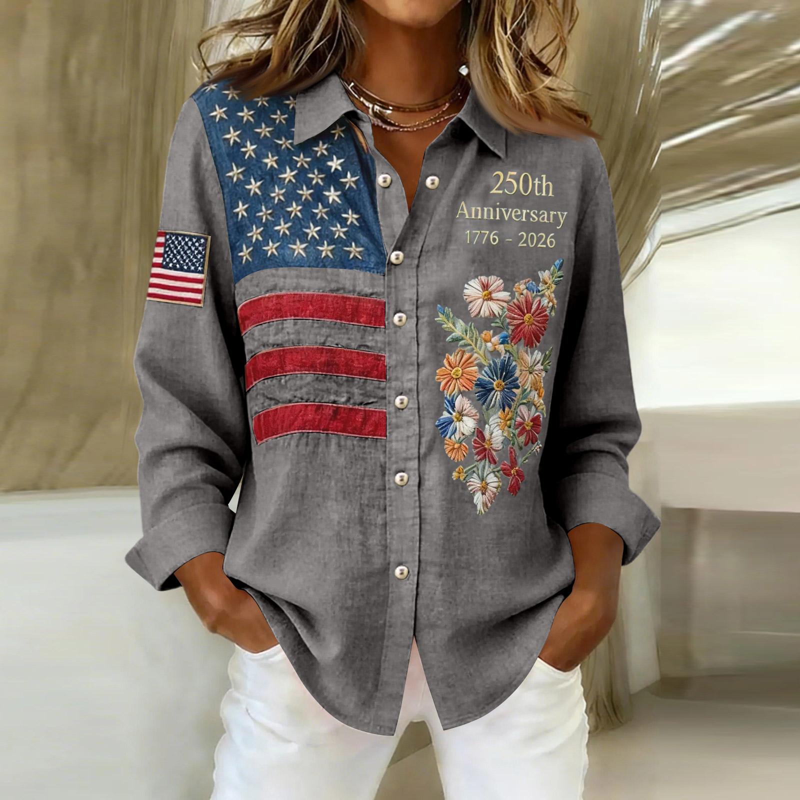 

250th Anniversary 1776-2026 Women s Tee Casual Printed Shirt XL