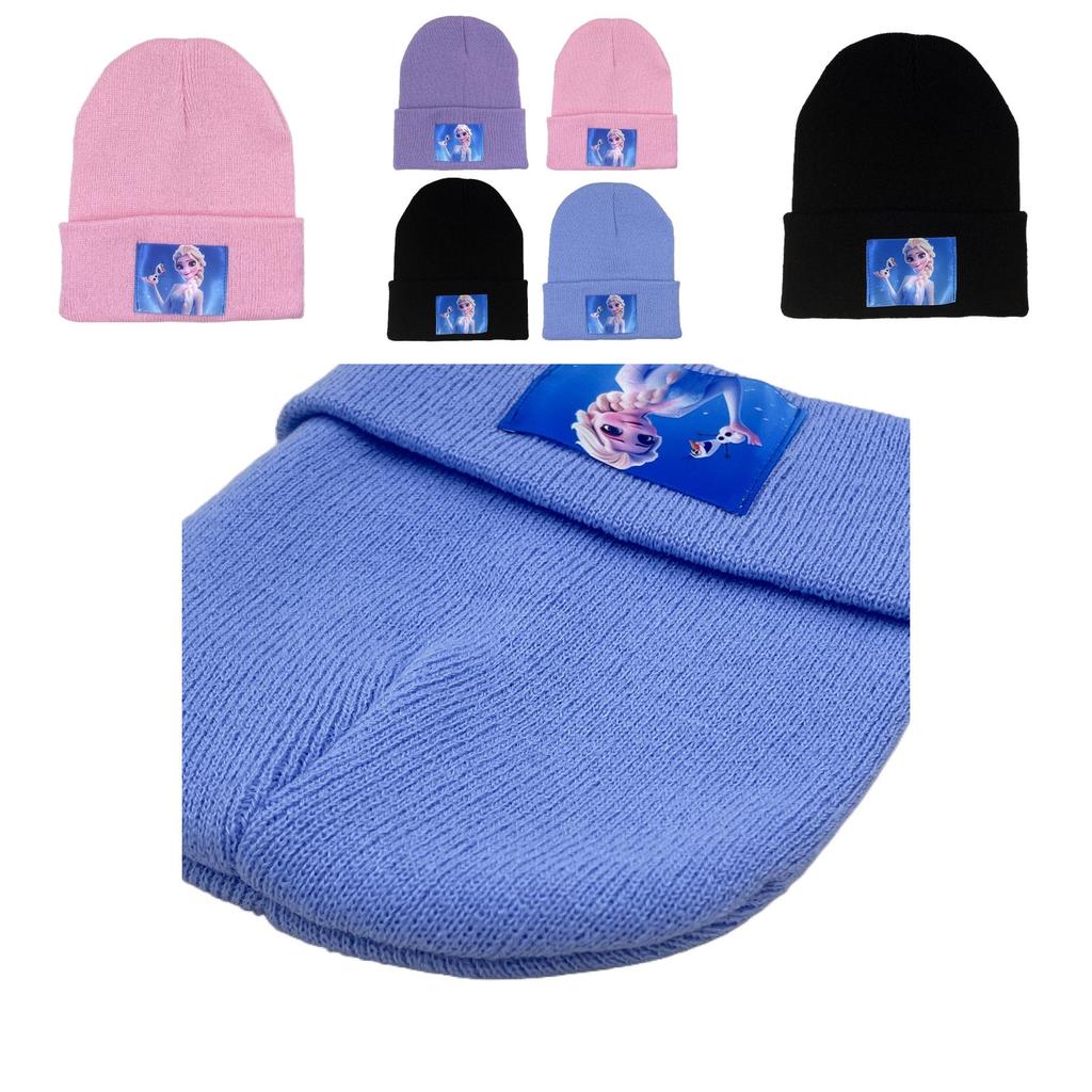 Frozen Elsa Kids Knitted Hat With Airy Acrylic Material For Autumn Winter Warmth