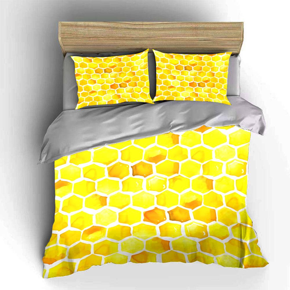 "Honeycomb Pattern Decorative Set" Soft Skin-Friendly Bedding Set Includes 1 Duvet Cover And 2 Pillowcase, Gift