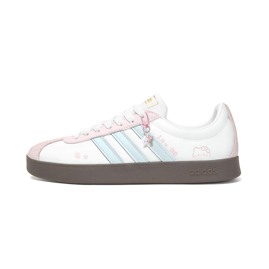 Adidas VL COURT 2.0 HEY Pink Mist Blue Tone Leather Cushioning Abrasion Resistant Low top Skateboard Shoes Unisex JQ2470(Team1825-)