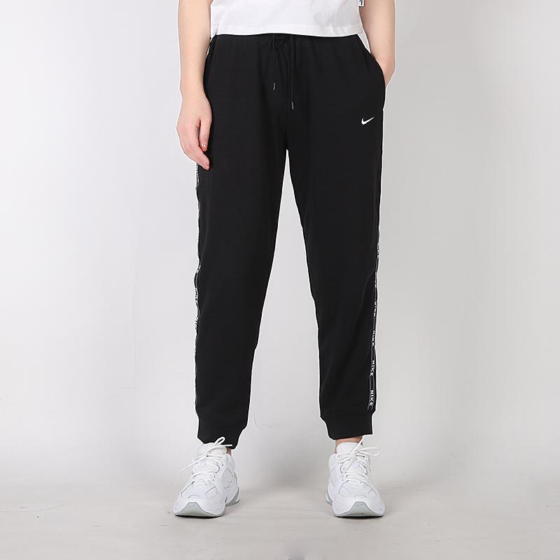 Nike Mid-Rise Side Drawstring Long Logo Knitted Sports Pants Women bottoms Black CN6879-010