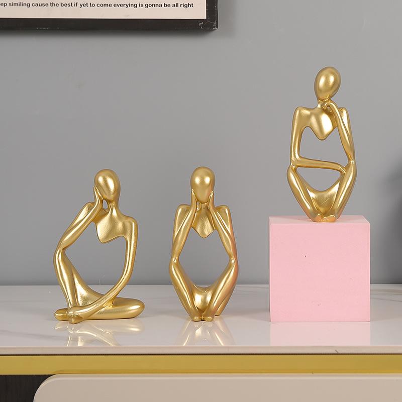 Cross-border Mini Figure Sitting Posture Resin Ornaments Set for Home & Office Decor
