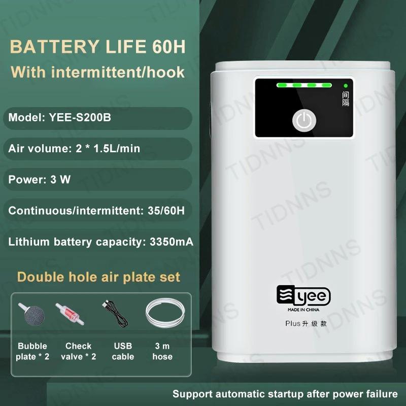 Aquarium Fish Tank Oxygen Pump Charging Dual-Purpose Air Pump Usb Lithium Battery Household Portable Fishing Mute 6000mA Outdoor