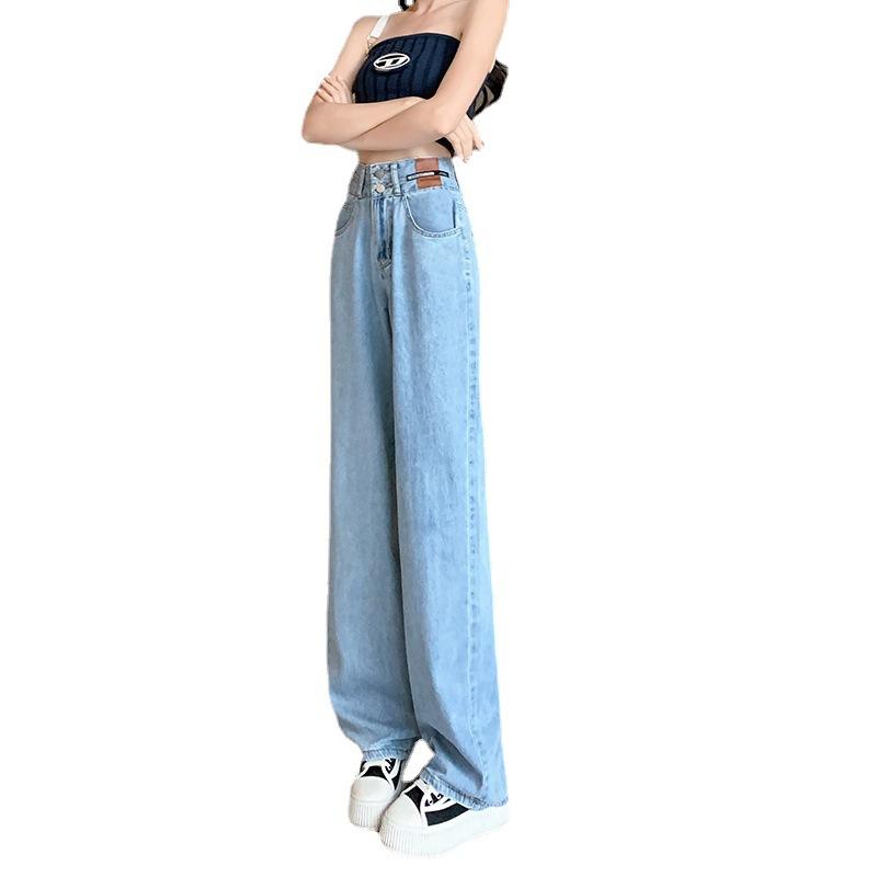 

Thin High Waist Wide-leg Pants for Women Summer Retro Jeans for Women Small Loose Pear-shaped Wide-leg Jeans for Women Summer 2XL
