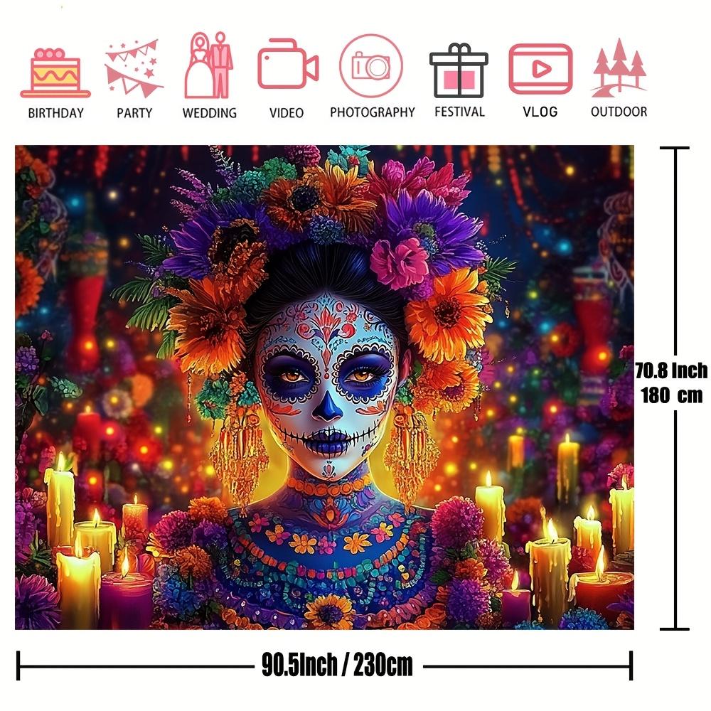 Ein lebendiger Polyester-Zuckerschädel, eine Wanddekoration für das mexikanische Fest des Toten, geeignet für verschiedene Feierlichkeiten