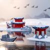10pcs/set Chinese Style Retro Archway Bridge Snow Scenery Simulation Ancient Construct Layout Lifelike Resin
