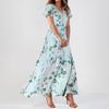 Women's Summer Dresses Casual Short Sleeve Maxi Dresses Cute Floral Maxi Dresses Wedding Guest Dresses Chiffon Flowing Dresses
