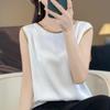 Summer Women's Vest Silk Round Neck Sleeveless Solid Top Vests