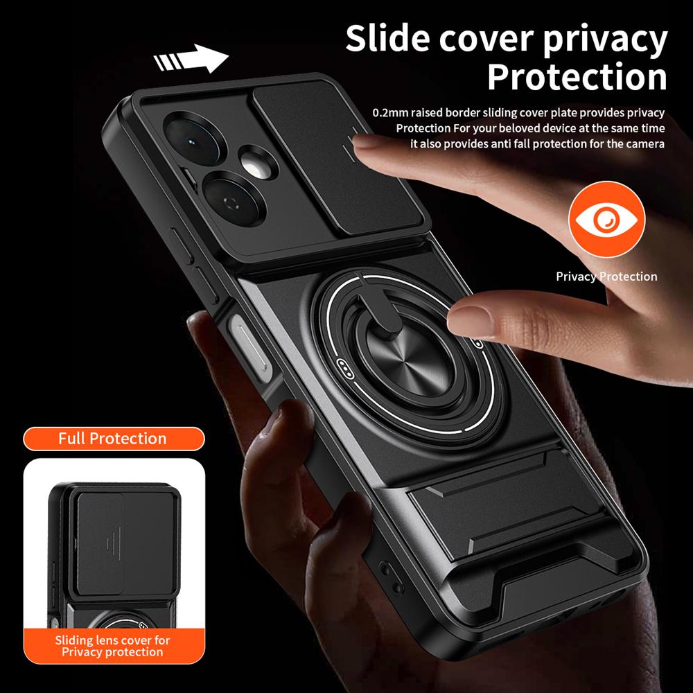 KEYSION Magnetic Phone Case for TECNO Spark Go 2 Slide Camera Protection Upright Kickstand Shockproof Cover for Infinix Smart 10