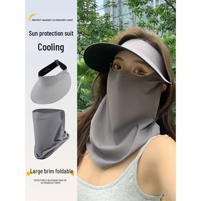 Unisex Summer UV Protection Visor Hat with Face Mask