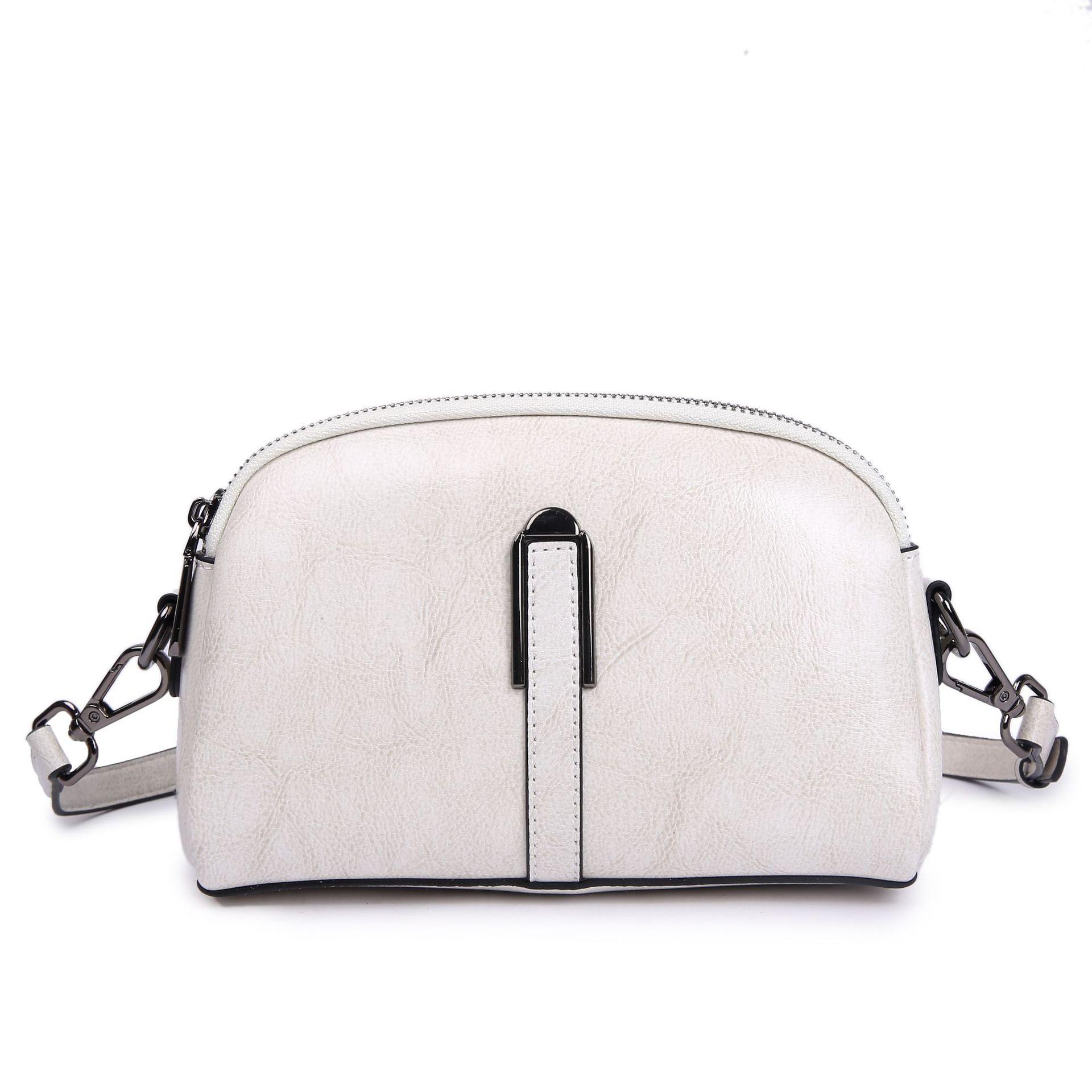 Oil Wax Cowhide Shoulder Women S Dumpling Bag, Women S Messenger Tote Leather Bag Practical Commuter Bag Soft Leather Bag Bright Leather белый