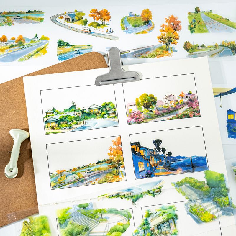 Original Saisonale Landschaft Tomaten Ketchup Mädchen PET Klebeband: Frühlings- und Herbsttagebuch DIY-Dekoration