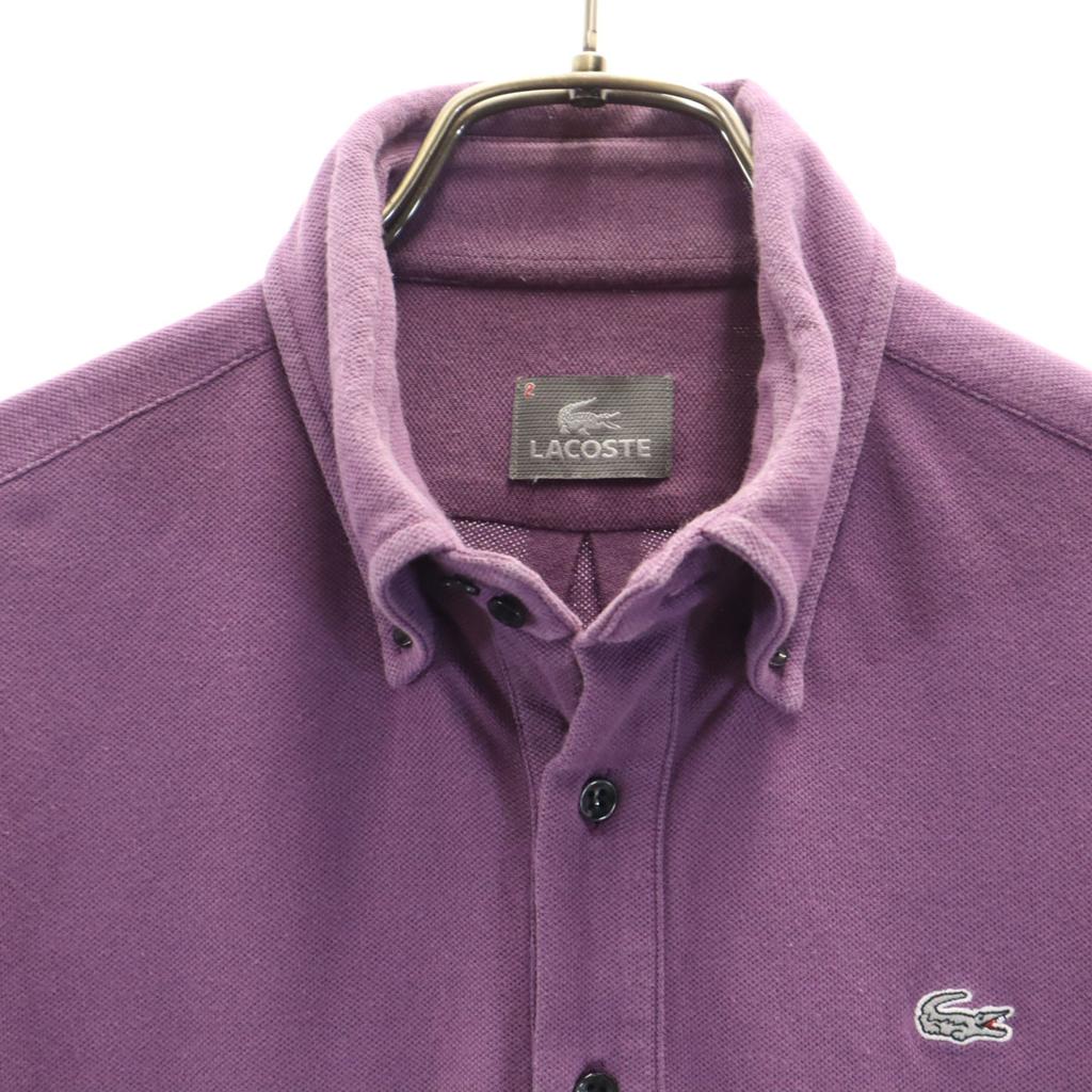 Lacoste Made In Japan Short Sleeve Button Down Polo Shirt 2 Purple Fawn Men's Used