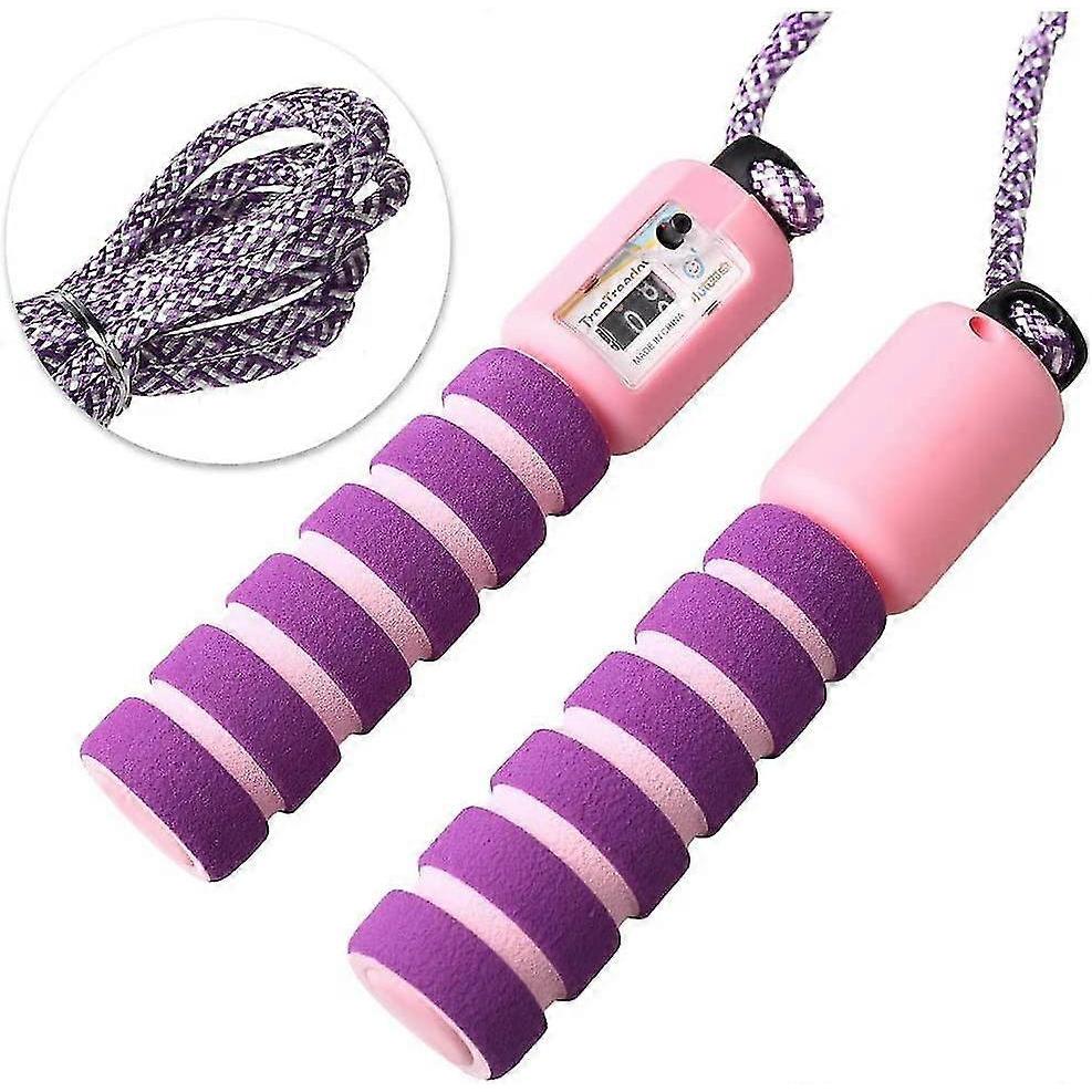 Children's Skipping Rope with Counter, Adjustable Skipping Rope (purple with Pink)