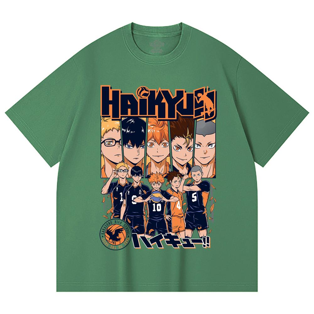 T-shirt Unisex Cotone Pesante 230 Gsm 100% Cotone Haikyu V7 Karasuno High Stampa