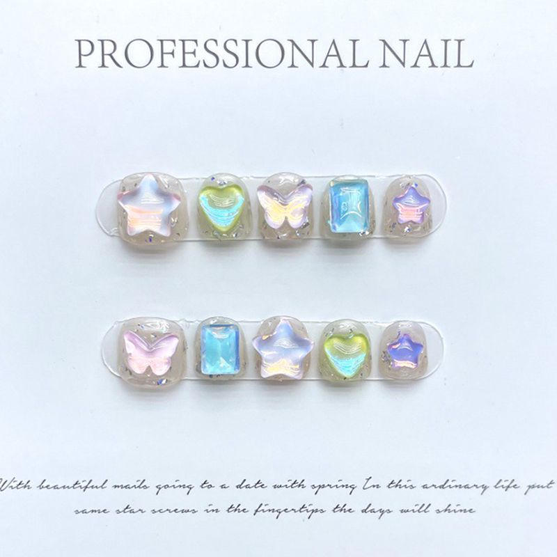 

Handmade Kids Wear Armor Girl Nail Stickers Aurora Candy Children Color Diamond Baby Nail Shaped Piece Special trumpet XS