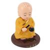 Solar Little Monk Figurine Automatic Head Shaking Decorative Funny Statue Ornament for   Car Dashboard Home