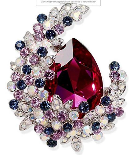 

Luxurious set of luxury elegant crystal jewelry warranty Big Size Crystal Flower Ladies Present Gift U00087 [Univarc Brand] 5-piece brooch, cloth, розовый