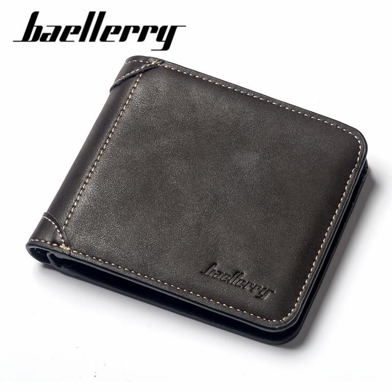 Baellerry Модные мужские кожаные короткие кошельки Классический дизайн Визитница Кошелек 11*5cm*9.7cm*1.5cm чёрный