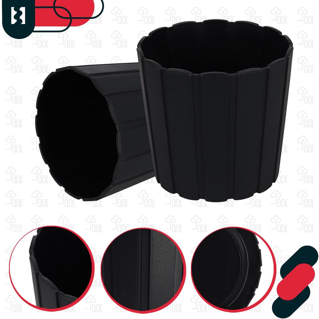 Plastic Flower Pot for Flowers and Herbs on the Balcony or Terrace, Anthracite, 15 cm, 6 pcs.