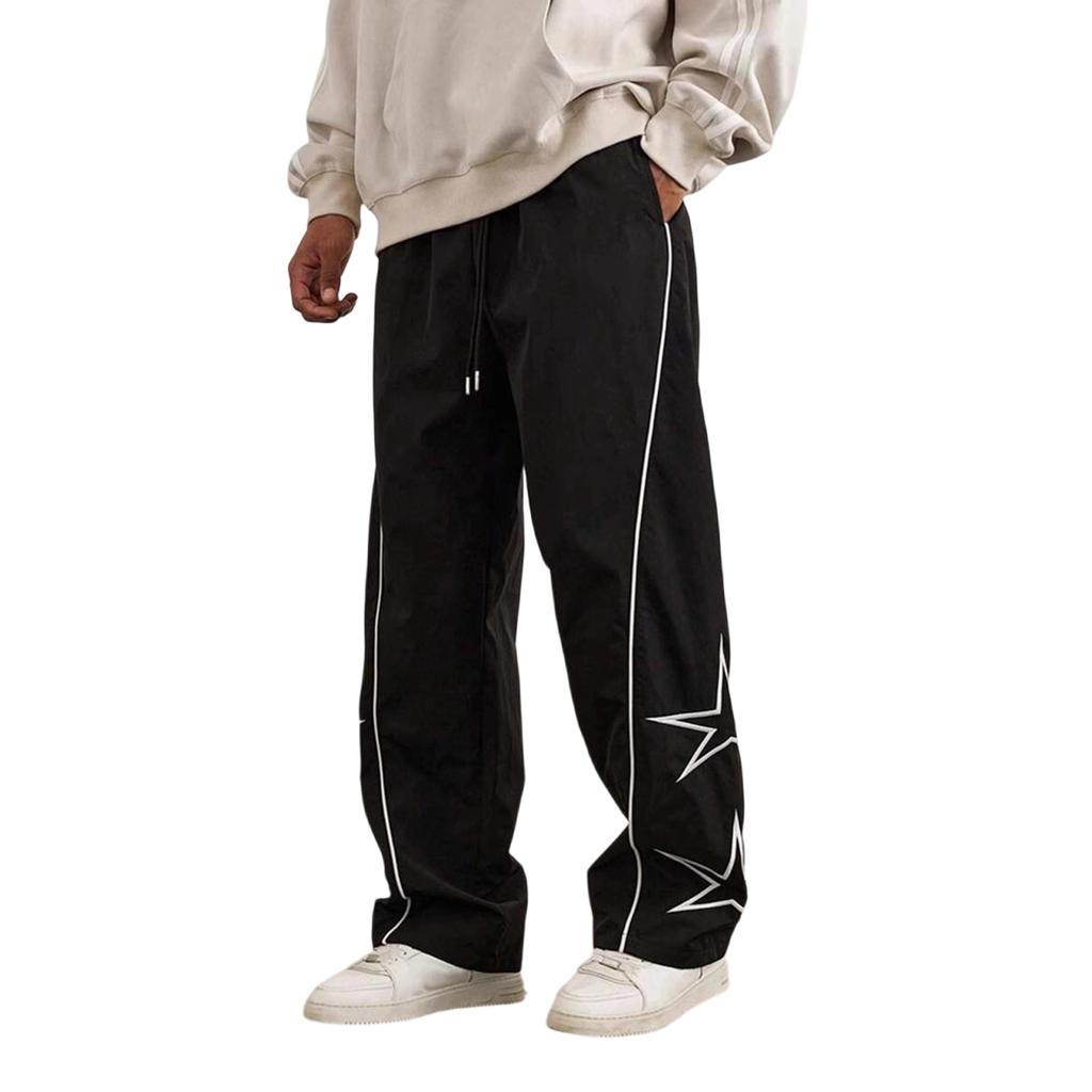 Men's Retro Streetwear Embroidered Casual Pants for Spring and Fall