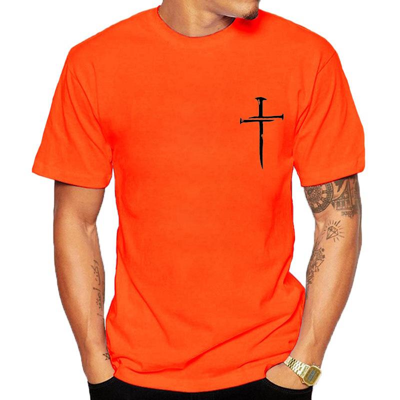 Unisexs Crew Neck Short Sleeve T Shirt Nail Cross Faith Graphic Tee Minimal Religious Art Casual Unisexs For Church Daily Street Wear