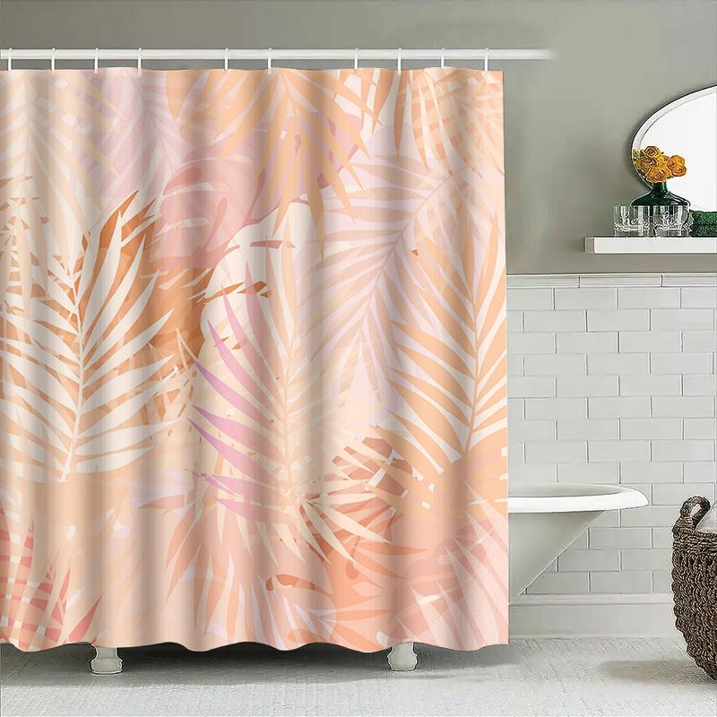 Morbida Elegante Tenda da Doccia con Stampa Palma Pesca Set Arredo Bagno per Casa Bagno