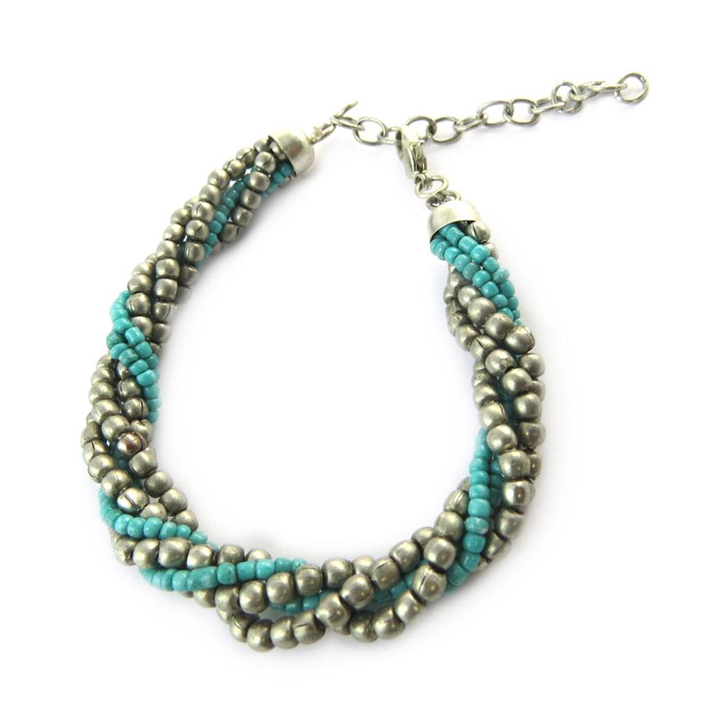 Les Trésors De Lily [N7195] - Ethnic Bracelet 'Kilimanjaro' Turquoise Gray