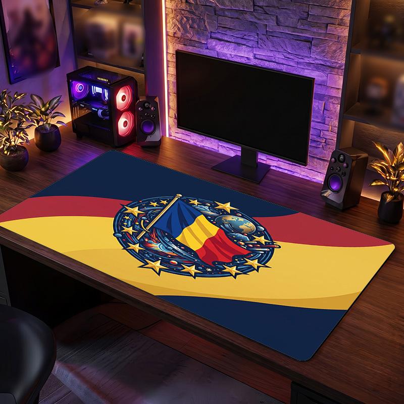 Romania Football Crest Mouse Pad, Extended Non Slip Rubber Desk Mat for Gaming Office Laptop Fan Gift