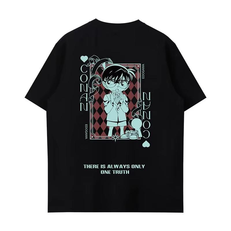 Detective Conan Joint Tshirt Lucky Stone Joint Peripheral Strange Thief Kidd Gray Original Sorrow Shortsleeved Clothes 4XL