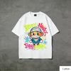 Vintage Hip Hop Cartoon Boy Graphic T Shirt, Cotton Crew Neck Short Sleeve Tee, Graffiti Print Unisex Top