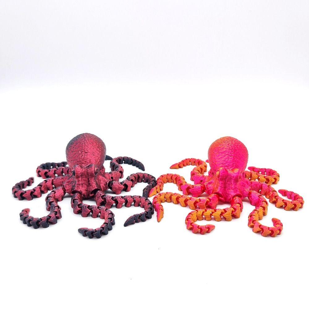 Vibrant Color 3D Printed Octopus Figurine 3D Printed Versatile Design Versatile Decor Figurine Jointed Body
