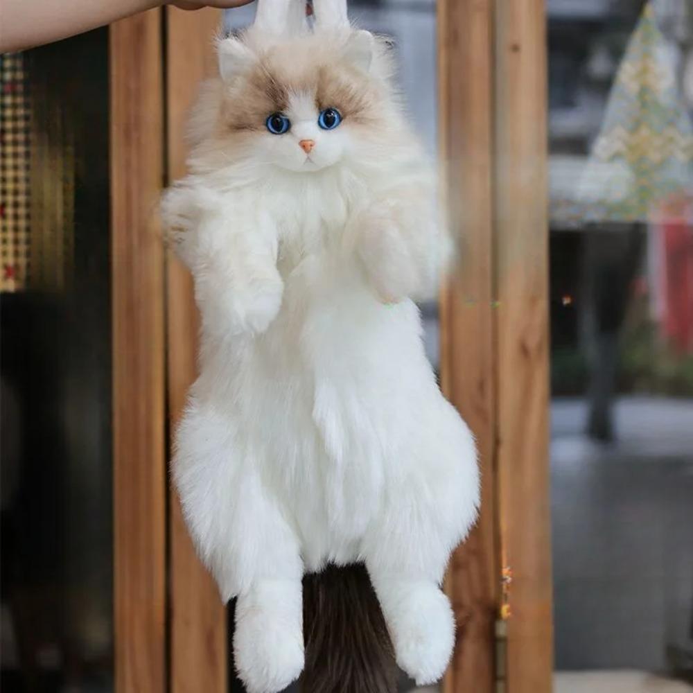 Rucsac Nou Super Realist cu Trei Flori Pisică, Lucrat Manual, Drăguț, Păpușă de Pluș Pisică, Geantă de Cumpărături, Depozitare de Călătorie, Geantă de Machiaj, Cadou