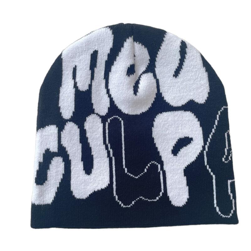 Hot Sell Customized  Adult Fashion Printing Soft Winter Hat Knitted With Letters for Men and Women