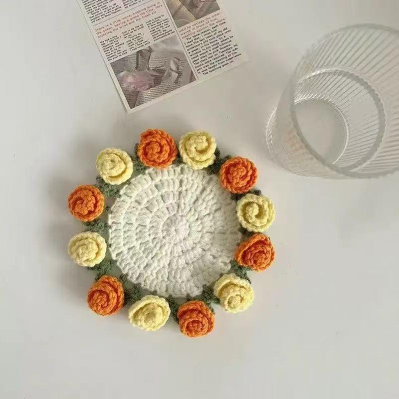 Rose Bouquet Crochet Coaster Kits Flower Coaster Crochet Starter Kits DIY Crochet Kits for Home Decoration