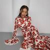 Spring Floral Print French Slimming Tie-Up Dress