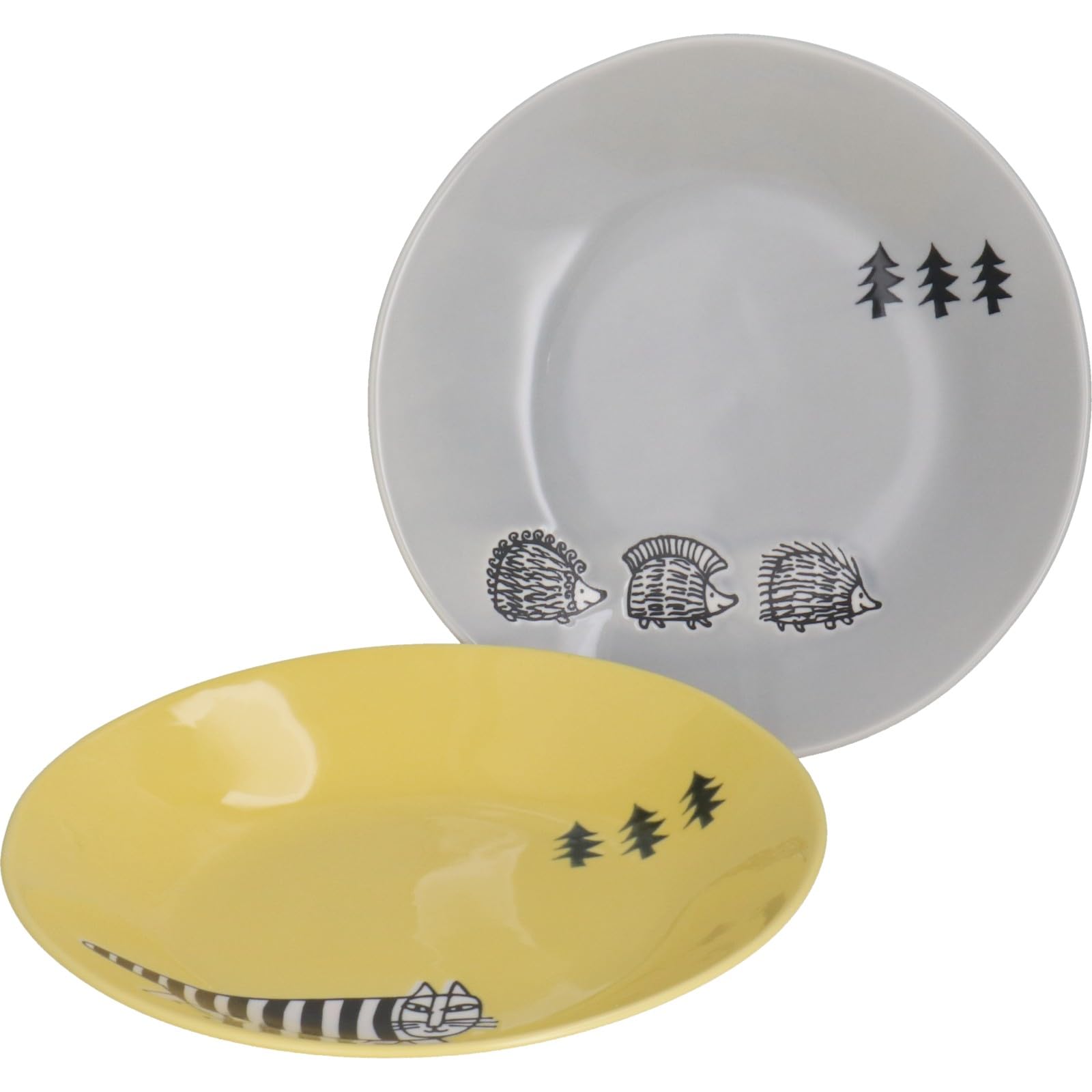 

Yamaka Shoten Lisa Larson Pasta Plates, 22cm, Pair Set, Stroll, Yellow/Gray, Made in Japan, LL90-68