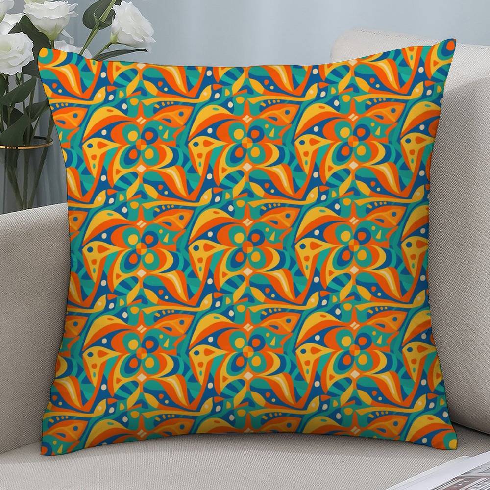 Fashion Square Pattern Pillow Case Short Plush Double-Sided Print Square Throw Pillow Covers Sofa Home Cushion Decor