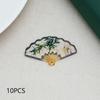 10Pcs Chinese Style Vintage Bamboo Printed Fan Charms For Earrings Keychain Diy Pendant Jewelry Making Material Accessories