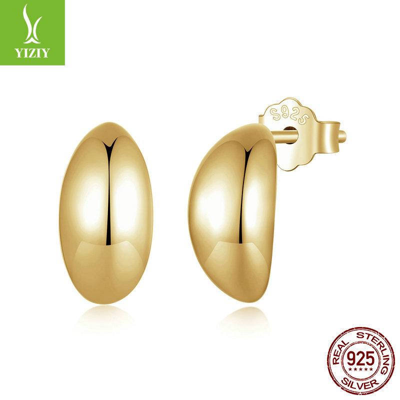 Metal Cold Wind 925 Silver Stud Earrings French Basic Niche Light Luxury Temperament Earrings Women